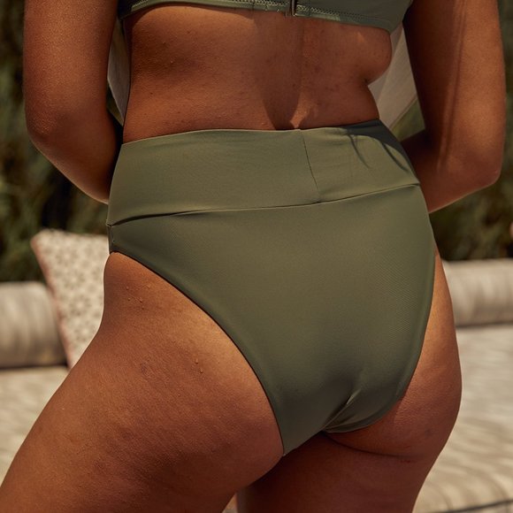 AERIE Olive Scoop Neck Top High Waist Bikini - Picture 5 of 11